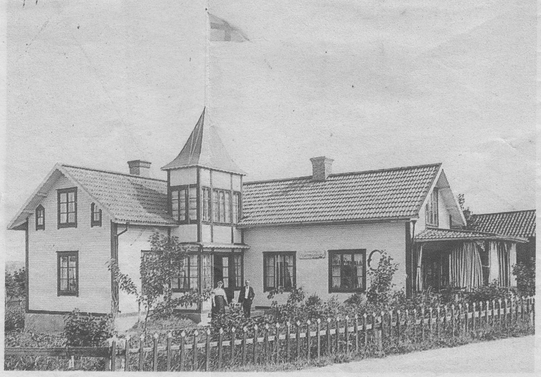  Elmsta omkring 1912. Charlotta och Frans Gottfrid Wicklander drev kaféet. Bild ur Norrtälje tidning.